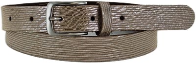 Feestelijke Dames Riem | Smalle Leren Riem | Kleur: Goud-Beige | 2,5cm breed | Riemmaat: 105cm (totale lengte: 120cm) | 100% echt leer | Nikkelvrije gesp