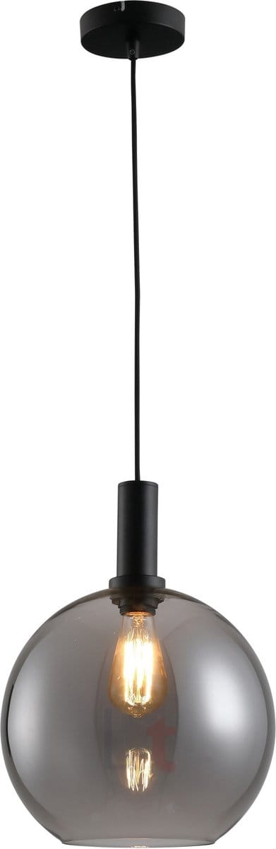 Chandra Hanglamp 1 lichts d:30cm zwart/smoke glas - Modern - Freelight - 2 jaar garantie