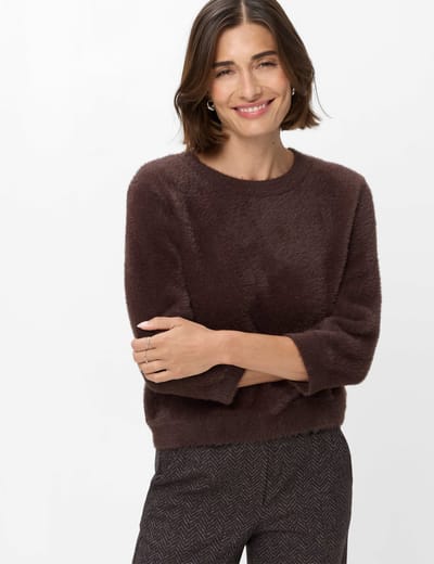 Brax Dames Trui  Style NOEMI brunette, donkerbruin, maat 34