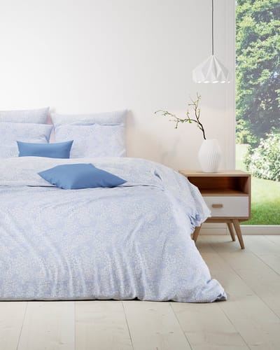 Mistral Home - DEKBEDOVERTREK - katoen renforcé - 140 x 200 cm + 65 x 65 cm - eenpersoons - botanisch - blauw