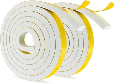 Dikke Zelfklevende Schuimstrip 12mm x 10mm voor Isolatie van Deuren en Ramen, Geluiddempende en Schokbestendige Weerstrip (2 m Lang, 2 Rollen)