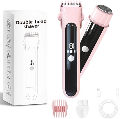 carmdering - Dames Scheerapparaat - Elektrisch Scheerapparaat - Dames Trimmer - 2-in-1 voor gezicht en lichaam - Oplaadbaar, 90 min gebruik, 1 uur opladen - R-vormige messen, IPX7 waterdicht - Roze, perfect cadeau