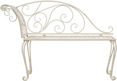 Tuin chaise longue - Ligstoel buiten - Genieten van zon - Met franjes - 128 cm - Antiek wit