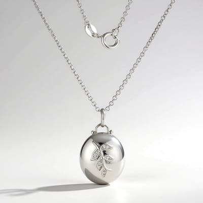 Cavill - Zilveren halsketting - 925 Sterling zilver - Nigeriaanse natuurlijke zirkon 0,032 ct - Bladhanger elegant design - 45,72 cm