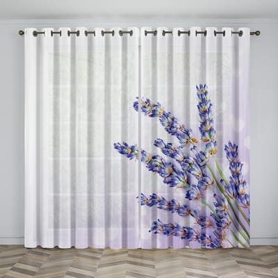 Gordijnen met groene bladeren Bloemen Botanisch bedrukt paneel Wilde bloem Tulp Plant Klimop Kruiden Rustiek Woonkamer Slaapkamer Raamgordijnen 100W130H(CM)40x51in&Hook