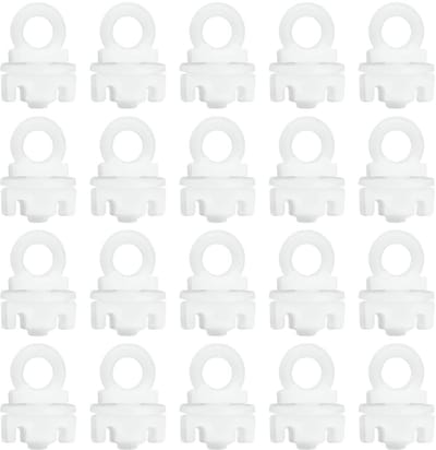 Dailygoods- Gordijnrail Glijders 20 Stuks - Kunststof - Wit - Diameter 5 mm - Lengte 19 mm - Breedte 12 mm - Eenvoudig te Installeren - Gordijnhaken