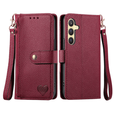 Mocaa Samsung Galaxy S24 Love Heart Wallet Hoesje Rood