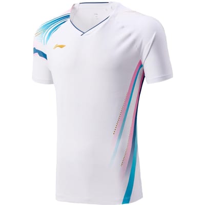 Li Ning Badminton Series Sport Casual Eenvoudig T-shirt met Korte Mouwen Badminton Unisex Tops Standaard-Wit AAYV165-2 L white