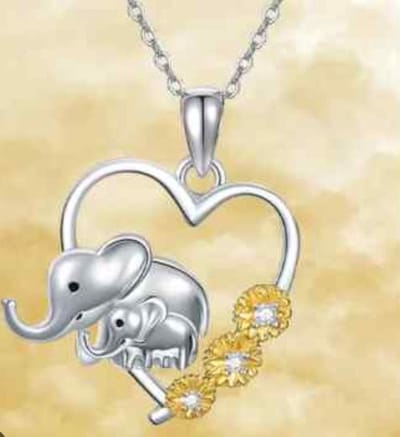 Ketting met moeder en baby olifant | Olifant | Moeder en Kind | Hart | Valentijn