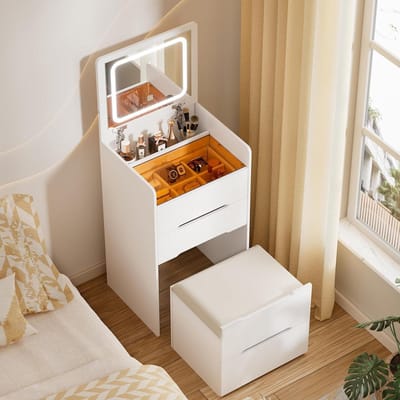 Make Up Tafel met Spiegel - Kaptafel voor Meisjes - Hollywood Spiegel met Verlichting - make up plekje