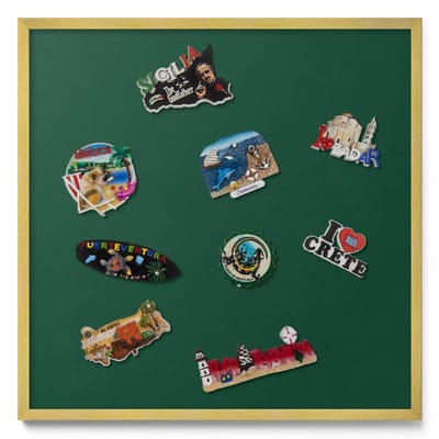 Tulup Magneetbord met Gouden Frame - Groente Magneetbord in Effen Kleuren - 50 cm x 50 cm - Donkergroene kleur - Memobord voor Keuken - Magnetisch Wandbord - Magnetisch Bord Kindvriendelijk