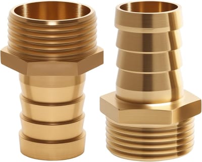 Messing slangtuit 3/4 inch - 2 stuks slangnippel connector met weerhaak en buisadapter voor tuinslang, slangaansluiting en waterverbinding