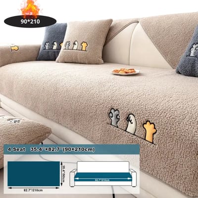 Livano Bankhoes - Bankbeschermer - Stretch - Sofa Cover - Pluche - Khaki - 4 Zits 90x210