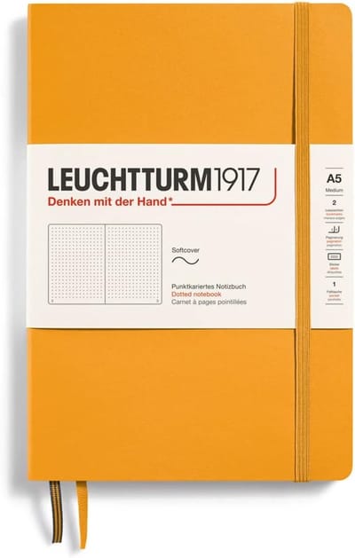 SnelShoppen - Notitieboek Medium A5 Softcover 123 Genummerde Pagina's Rising Sun Gestippeld - Perfect voor Schrijven, Notities, Dagboeken en Creatieve