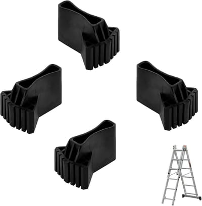 4 stuks antislip rubberen voetjes voor ladders - antislip laddervoetafdekking voor telescopische ladders - technische ladders - visgraatladders - zwart - veiligheid - stabiliteit