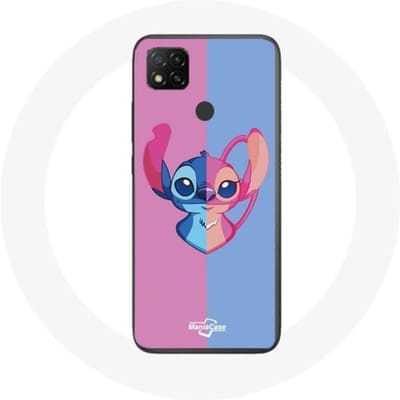 Xiaomi Redmi 9C hoesje Stitch en engel blauw roze