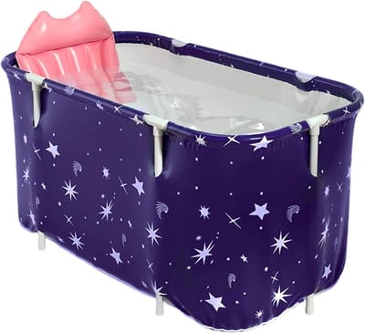 Draagbare Badkuip - Opvouwbaar Bad - Ruimte Besparen - Dubbellaags Materiaal - 120 x 55 x 50 cm - Blauw