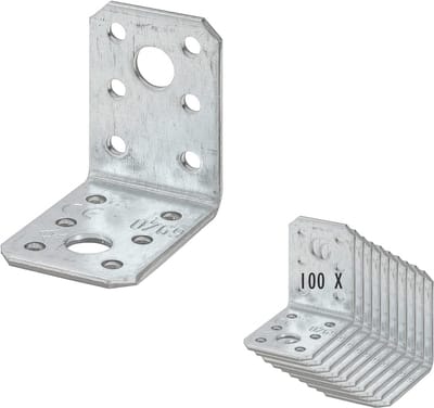 Hoekverbindingen Staal - Bouwhoek Bevestiging - Houtconstructies Versterken - Sendzimir Verzinkt Weerbestendig - 50x50x35 mm - Zilverkleurig