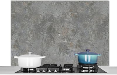 Spatscherm keuken 120x80 cm - Kookplaat achterwand Stenen - Beton print - Patronen - Muurbeschermer - Spatwand fornuis - Hoogwaardig aluminium