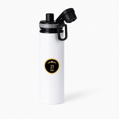 Hacebo® - 21 jaar waterfles met draaidop grijs - iemand die 21 jaar is geworden of 21 jaar lang een relatie hebben of getrouwd zijn - verjaardagscadeau - verjaardag - cadeau - kado - geschenk - gift - relatie - water fles - 850ML