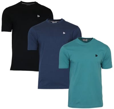 3-Pack Donnay - T-shirt (Vince) - Sportshirt - Heren - Black/Navy/Teal Blue (742) - maat S