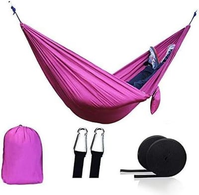 Hangmat 2 Persoon - Parachute Hangmat - Kamperen en Reizen - Ultralicht en Compact - 200kg Max Gewicht - Geel
