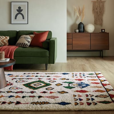 Flycarpets Hoogpolig vloerkleed - Berber Design Fes - 100% Wol - Shaggy - Multi 160 x 230 cm