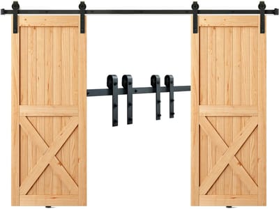 Schuifdeurbeslag Set - 330 Lbs Capaciteit - J-Vormige Rollen voorStille Werking - Geschikt voor 112-131 Cm Brede Deuren