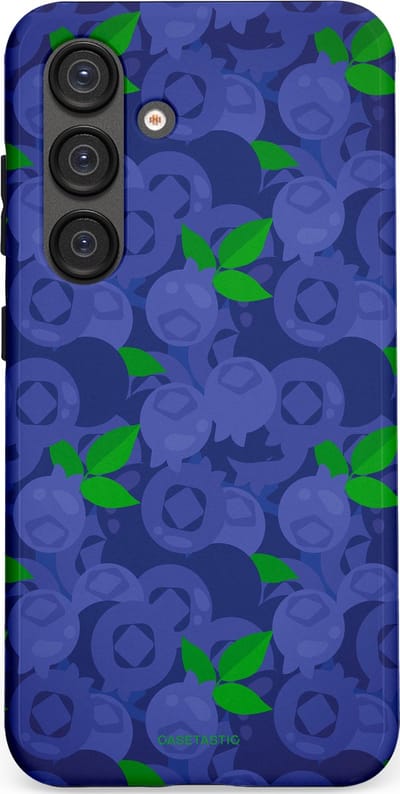 Casetastic hoesje geschikt voor Samsung Galaxy S25 - Dubbellaagse bescherming - Berrytastic Blauwe Blueberry Bessen - Fashion Case - Donkerblauw Groen