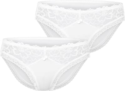 Merry Style Dames Slip Onderbroek - Katoen - Regular Taille - 2-Pack - MS-GAB-92-Hipsters-2P - Wit (2Pack) - S