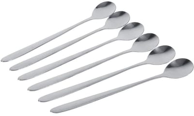 Dailygoods- Lepels Hoogwaardig Roestvrij Staal - Set van 6 - Lange Steel 18 cm - Glanzend - Veelzijdig - Duurzaam en Praktisch - Eetlepel