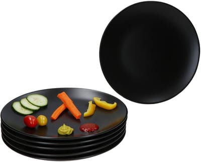 MamboCat Set van 6 Panther dinerborden 27,5cm mat zwart steengoed