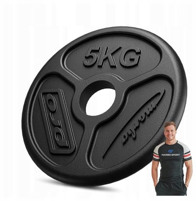 Marbo Sport - Olympische halterschijf - Olympic Weight Plate - 5 kg - Gietijzer - Boring 51 mm - Voor krachttraining en thuisgym en Home Gym - Zwart
