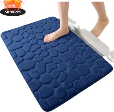 Nivard Badmat - Douchemat - Antislip - Wc Mat - Toiletmat - Badkamermat - Marineblauw - 50x80