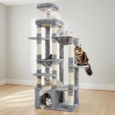 Krabpaal voor Grote Katten - Krabton - Kattenhuis - Lichtgrijs