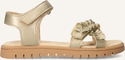 Ton & Ton Meisjes Platte sandalen - Malin - Goudkleurig - Textiel - Plateauzool - Maat 27