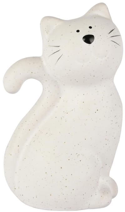 Dekoratief | Poes 'Cleo', wit, porselein, 7x6x11cm | A255143