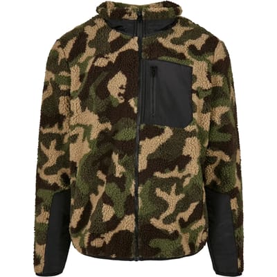 Urban Classics - Sherpa Jacket - M - Groen/Bruin