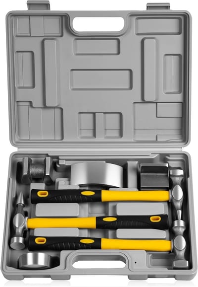 7-delige Hamer en Dolly Set voor Carrosserieherstel met Opbergdoos - Perfect voor Deuken en Schadeherstel