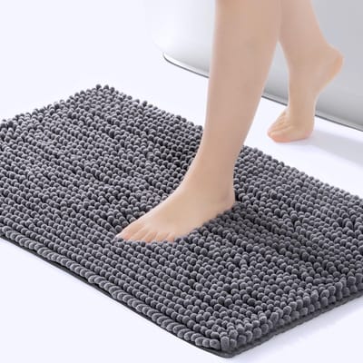 Badmat Antislip Voor In Badkamer - Mat Antislip - Badkamermatten Sneldrogend - Grijs - 80X50cm