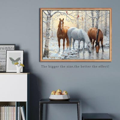 Diamant borduurwerk paard handgemaakte diamant schilderij handwerk mozaïek kruissteek Home decor 20X30CM white