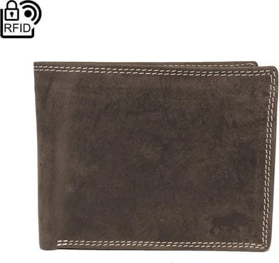 Leren Portemonnee Heren Donkerbruin Met Groot Ritsvak RFID - Heren Portemonnee Anti - Skim Vintage Leer Donkerbruin