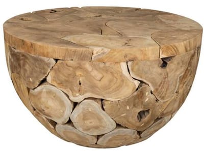 Ronde bijzettafel van teakhout – 90 x 90 x 51 cm
