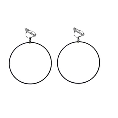 Clip oorbellen- zwart- 4 cm- smal- geen gaatje- Charme Bijoux