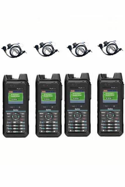 Set van 4 Inrico T330 4G LTE Zello Smart Portofoon IP68 met beveiliging oortje