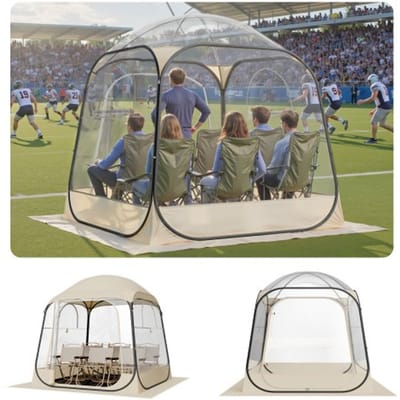 VEVOR Transparante tent, 183x183x195 cm, pop-up tent voor 5-6 personen, sporttent met grondmat en bovenzeil, buitenbubbeltent, kampeerschuilplaats voor evenementen, vissen, feesten