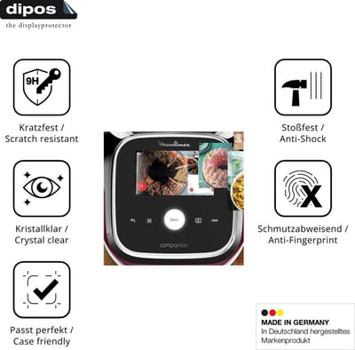 dipos – 2x Pantserfolie geschikt voor Moulinex i-Companion Touch Pro | 9H Screenprotector