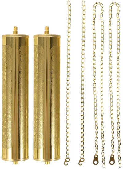 Vintage Wandklok Gewichten - Reserveonderdeel voor Robuuste Mechanische Klok met Gouden Ketting en Beweging