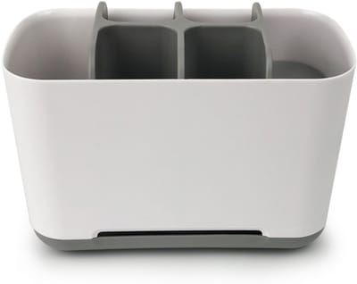 Tandenborstel Organizer Large - Badkamer Organizer met 6 Verdeelvakken - Met Afwateringsopening - Elektrische tandenborstelhouders - Handtandenborstelhouders - Uitneembare Verdelers - Antislip - Grijs