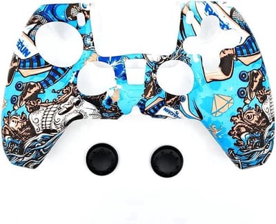 New Age Devi - Siliconen Hoes geschikt voor PS5 Controller - Camo Blauwe Skin - Beschermhoes - Cover - Hoesje